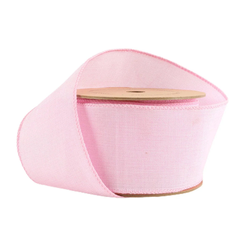 2 1/2 Wired Ribbon | Pale Pink Linen | 10 Yard Roll