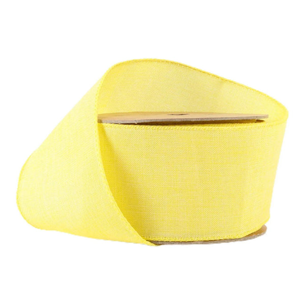 2 1/2 Wired Ribbon | Yellow Linen | 10 Yard Roll