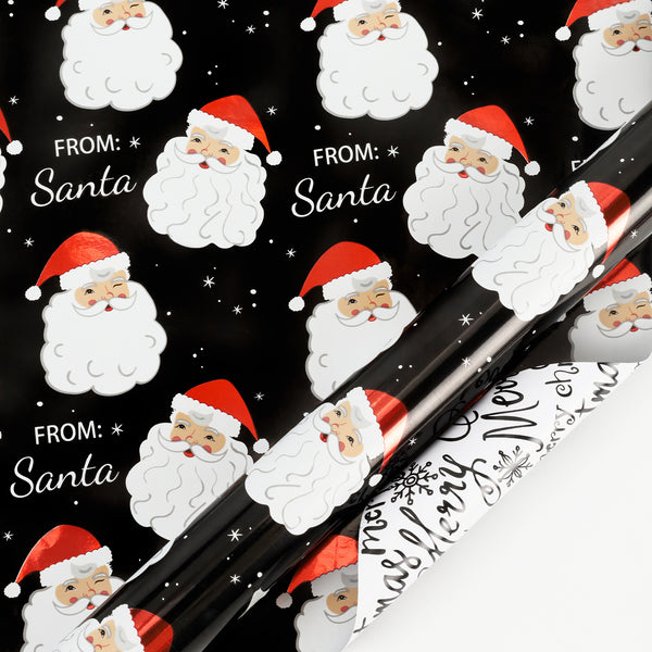 24" x 16' Reversible Holiday Wrapping Paper | "From Santa/Merry Christmas"