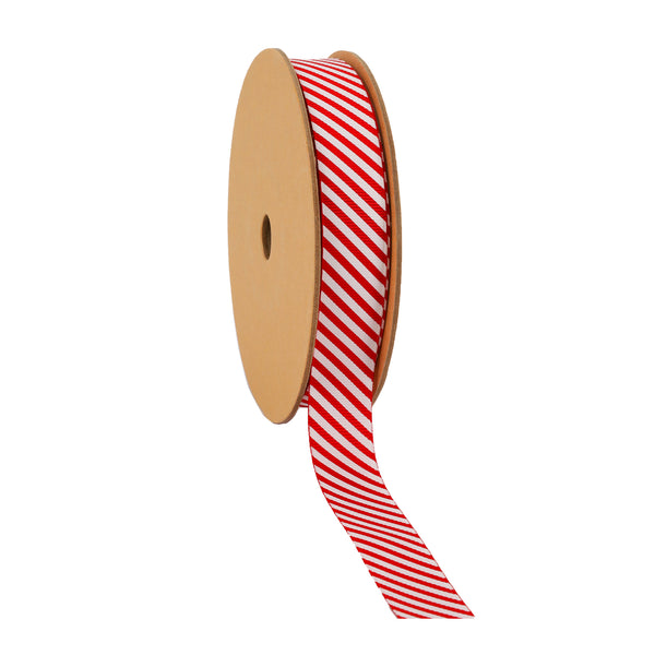 7/8" Printed Ribbon | "Candy Cane Stripe" Red/White | 25 Yard Roll