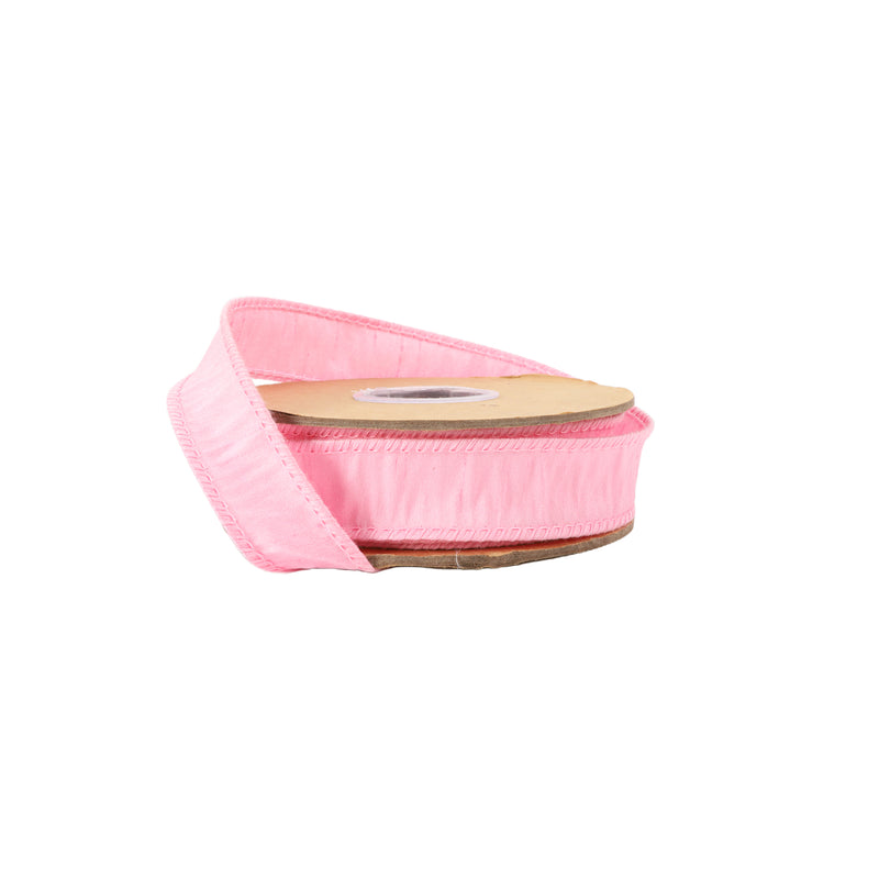 1" Wired Dupioni Ribbon | Pink | 10 Yard Roll