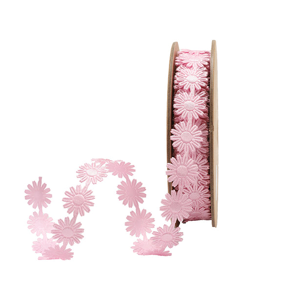 3/4" Ultra Sonic Trim | Daisy Flower Pastel Pink | 10 Yard Roll