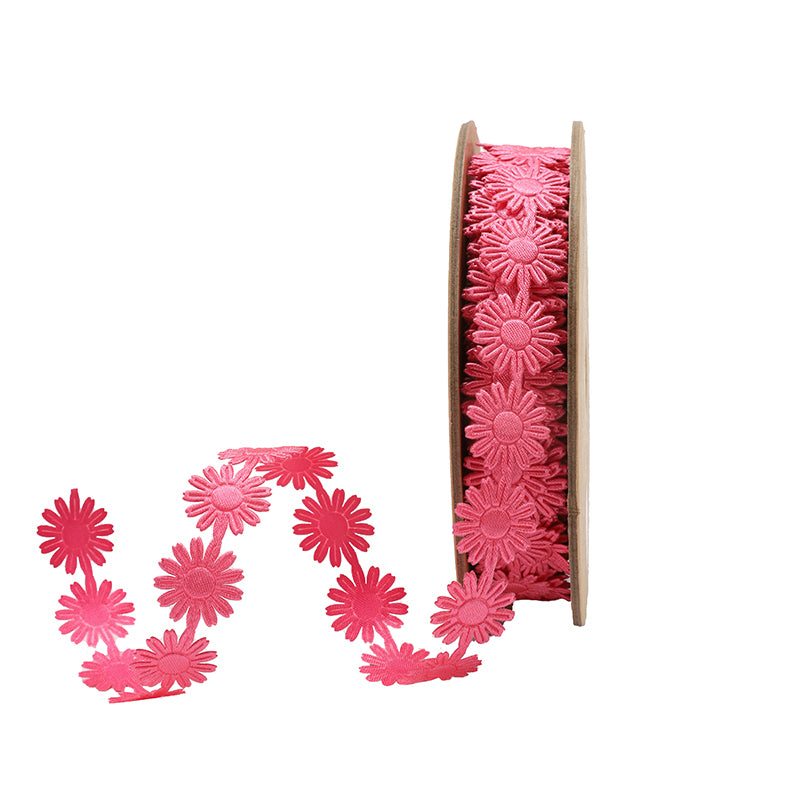 3/4" Ultra Sonic Trim | Daisy Flower Hot Pink | 10 Yard Roll