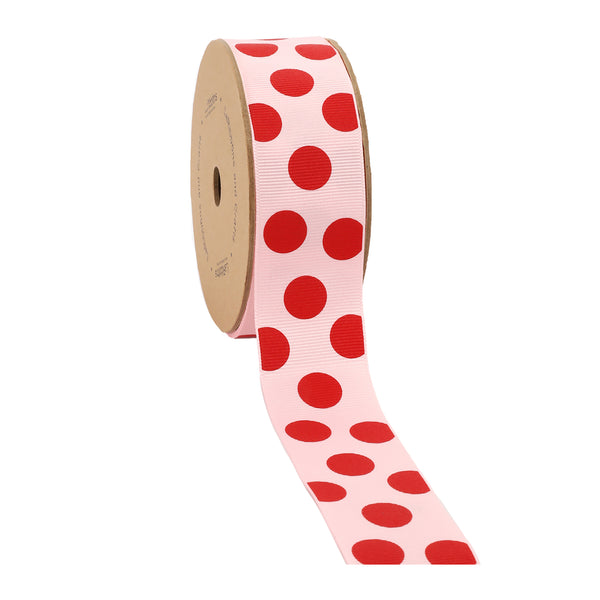 1 1/2" Printed Dots Textured Grosgrain Ribbon | Lt Pink (117) | 25 Yard Roll