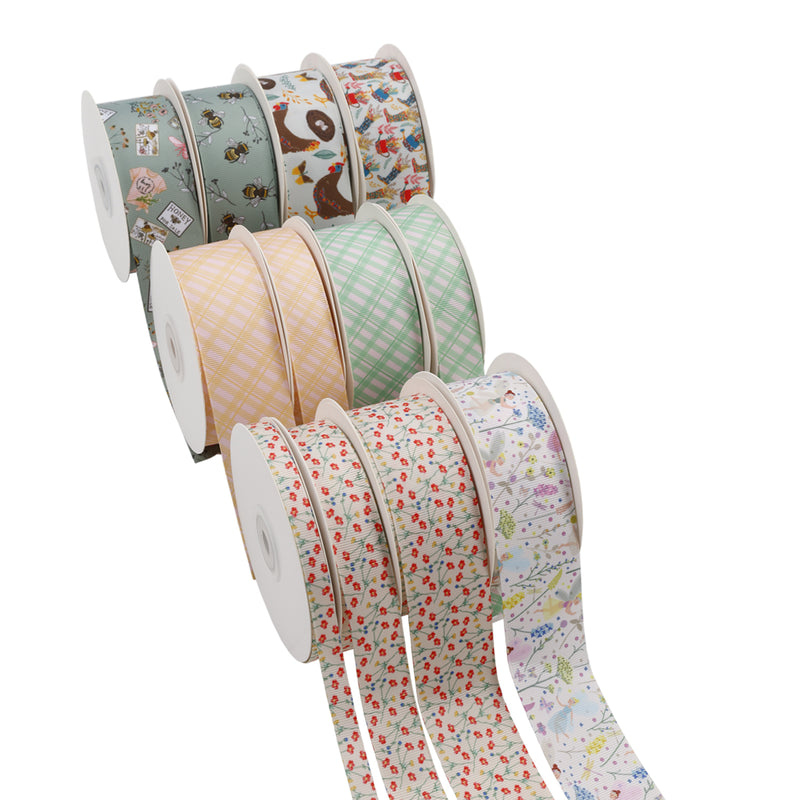 3/8" Printed Grosgrain Ribbon | Spring Poppy (10016) | 100 Yard Roll