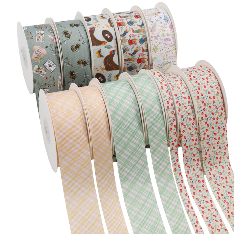 3/8" Printed Grosgrain Ribbon | Spring Poppy (10016) | 100 Yard Roll