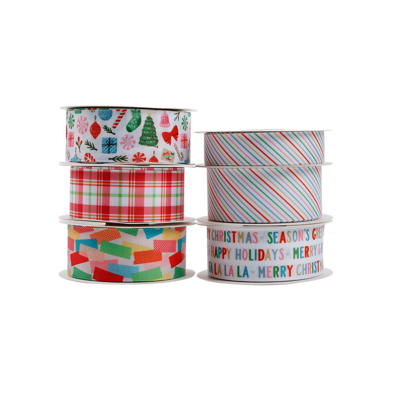 1 1/2" Printed Grosgrain Ribbon | Merry Plaid (10057) | 100 Yard Roll