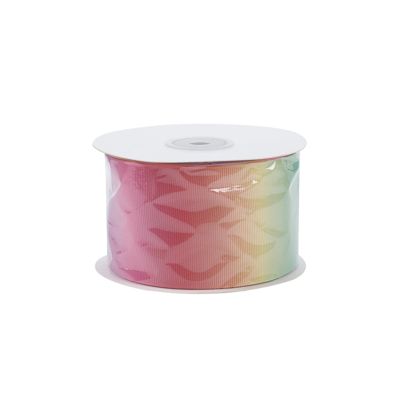 2 1/4" Printed Grosgrain Ribbon | Pastel Rainbow (10069) | 50 Yard Roll