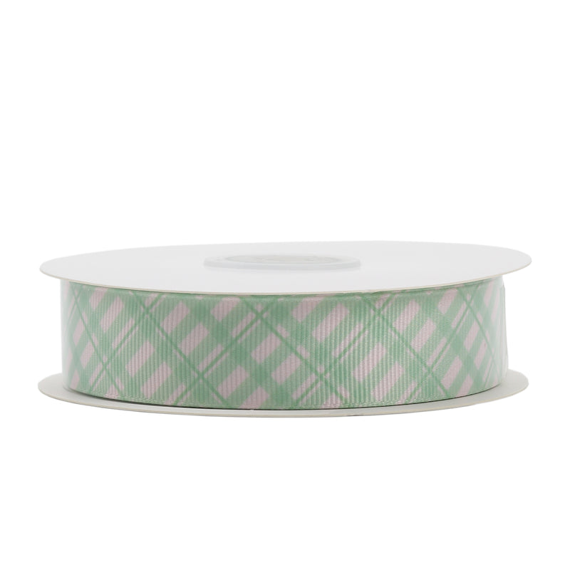 1 1/2" Printed Grosgrain Ribbon | Sage Plaid (10015) | 100 Yard Roll