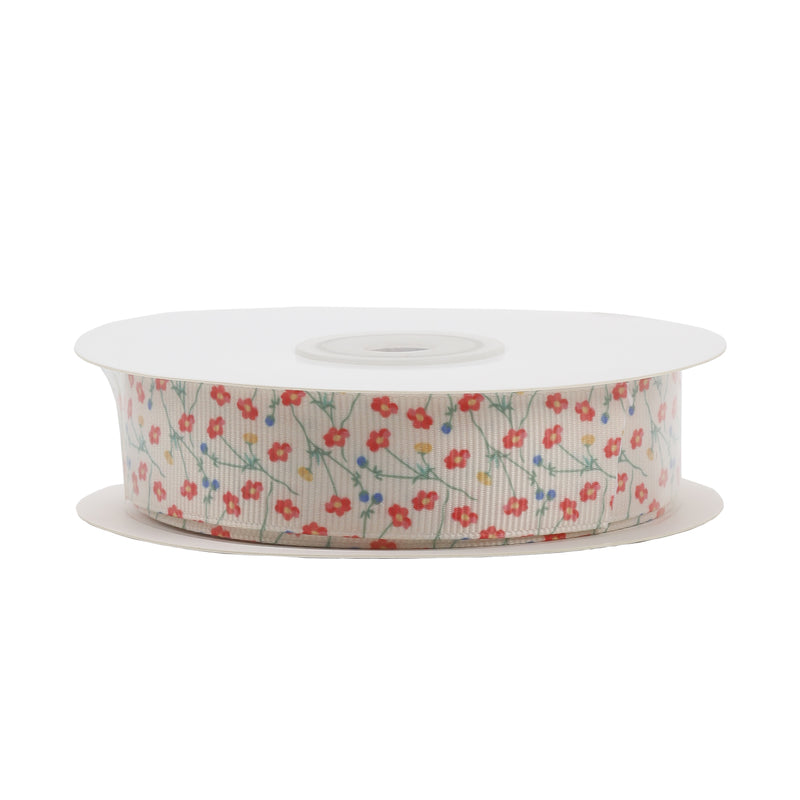 7/8" Printed Grosgrain Ribbon | Spring Poppy (10017) | 100 Yard Roll