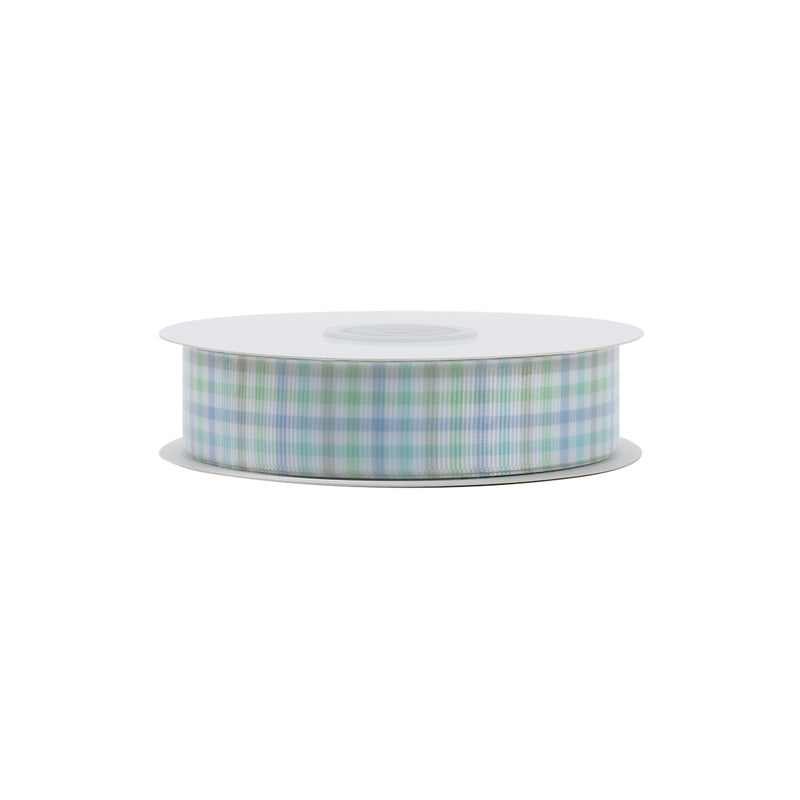 7/8" Printed Grosgrain Ribbon | Boy Plaid (10025) | 100 Yard Roll