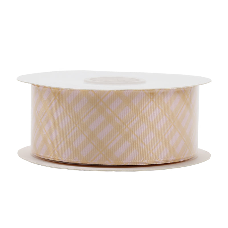 1 1/2" Printed Grosgrain Ribbon | Yellow Plaid (10010) | 100 Yard Roll