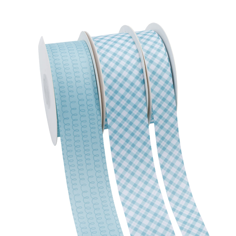 7/8" Printed Grosgrain Ribbon | Ice Plaid (10059) | 100 Yard Roll