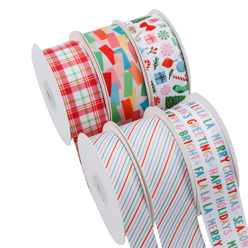 1 1/2" Printed Grosgrain Ribbon | Merry Plaid (10057) | 100 Yard Roll