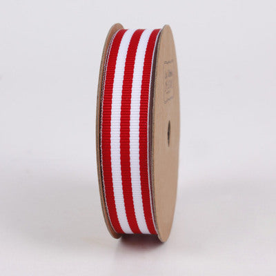 5/8" Striped Ribbon | Red/White | 10 Yard Roll