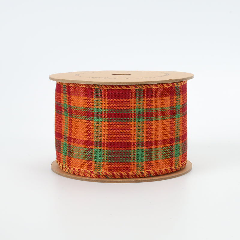 2 1/2" Wired Ribbon | "Harvest Plaid" Rust/Multi | 10 Yard Roll