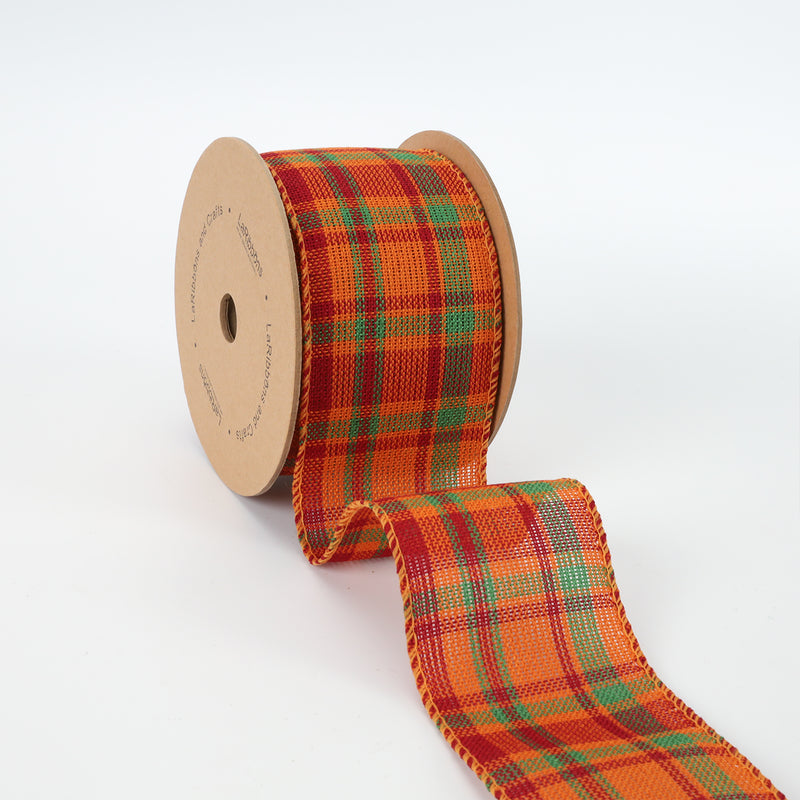 2 1/2" Wired Ribbon | "Harvest Plaid" Rust/Multi | 10 Yard Roll