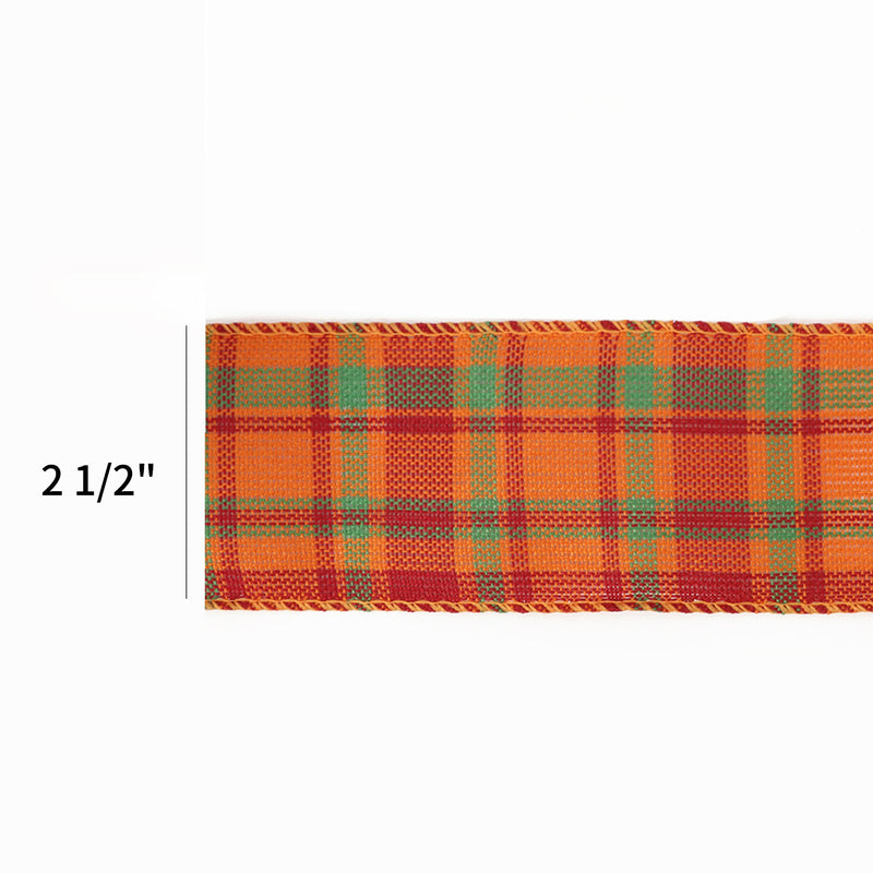 2 1/2" Wired Ribbon | "Harvest Plaid" Rust/Multi | 10 Yard Roll