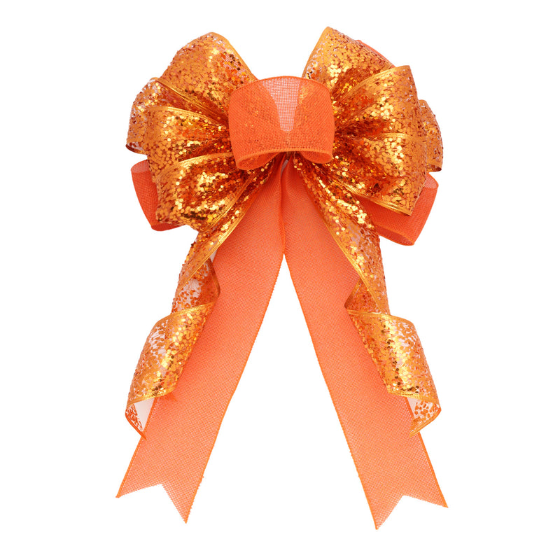 2 1/2" Wired Ribbon | "Whimsey Glitter" Orange | 10 Yard Roll