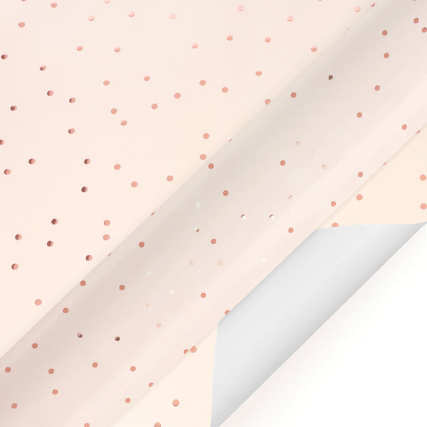 24" x 417' Wrapping Paper Half Ream | Rose Gold Metallic Small Dot