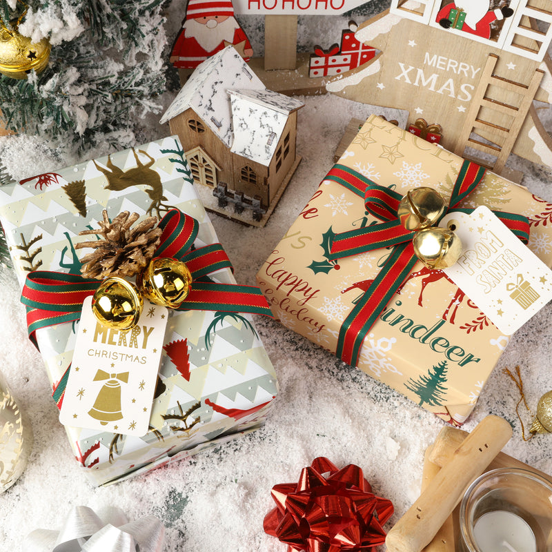 30" x 10' Wrapping Paper Bundle (4-pack) | Natural Christmas