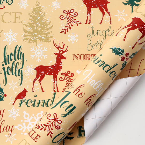 30" x 10' Holiday Wrapping Paper | Christmas Natural Wishes