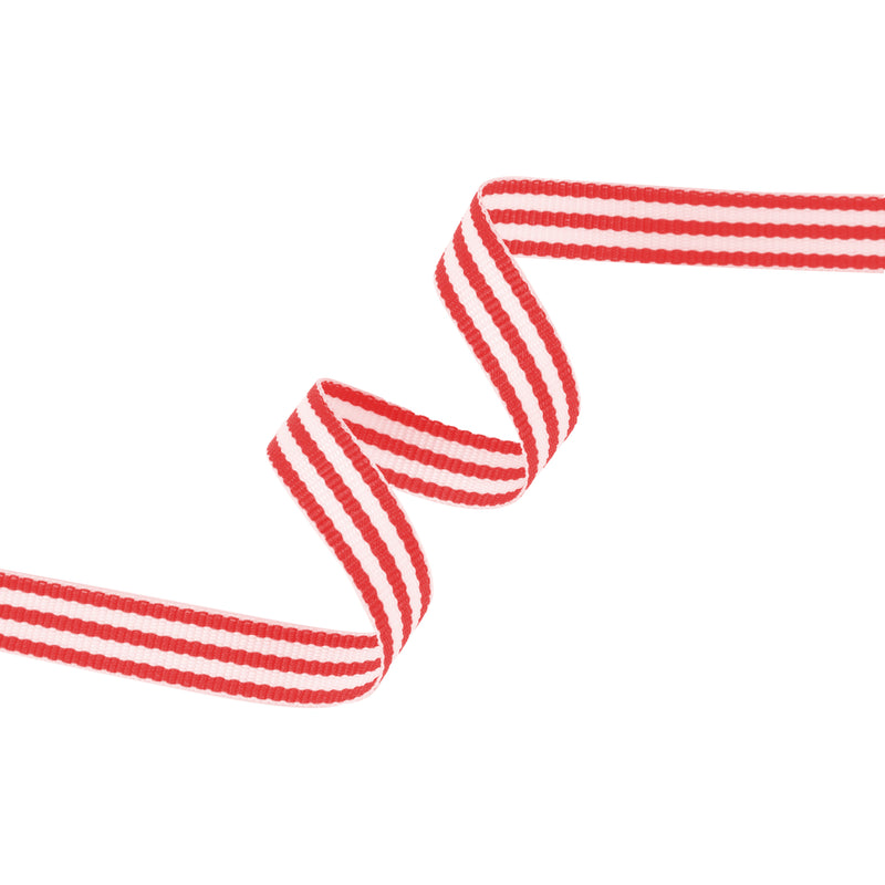 3/8" Striped Ribbon | Red (250) | 100 Yard Roll