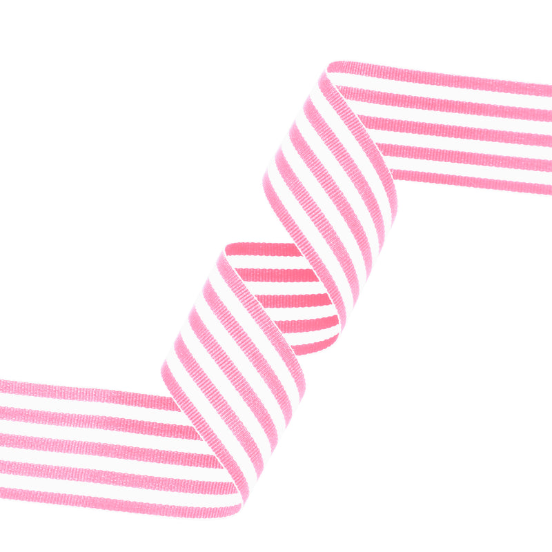 1 1/2" Striped Ribbon | Geranium Pink (155) | 50 Yard Roll