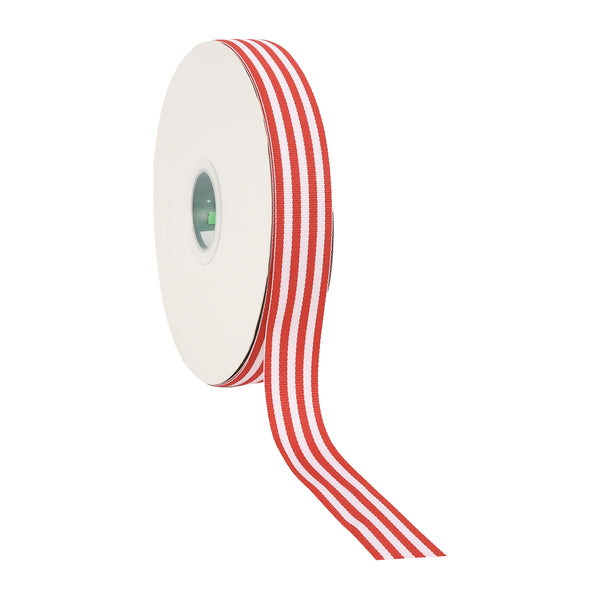1" Striped Ribbon | Red (250) | 100 Yard Roll