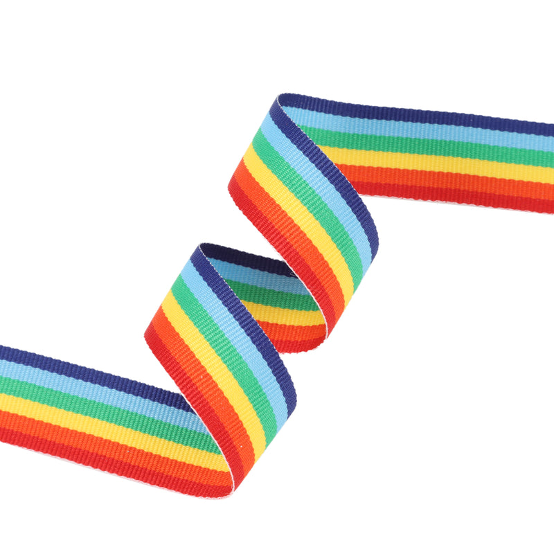 7/8" Striped Ribbon | Rainbow (002) | 100 Yard Roll