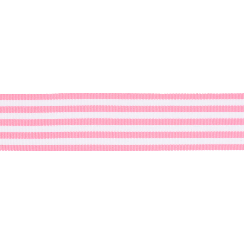 1 1/2" Striped Ribbon | Geranium Pink (155) | 50 Yard Roll