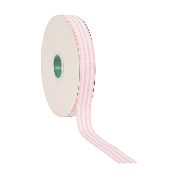 1" Striped Ribbon | Lt Pink (117) | 100 Yard Roll