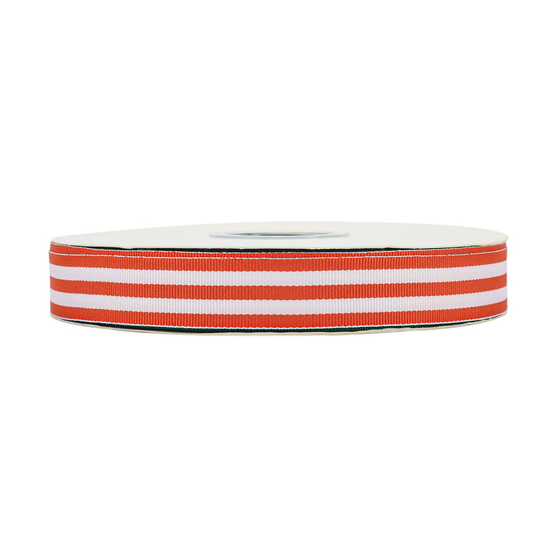 7/8" Striped Ribbon | Autumn Orange (761) | 100 Yard Roll