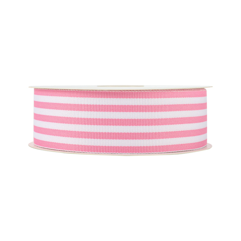 1 1/2" Striped Ribbon | Geranium Pink (155) | 50 Yard Roll