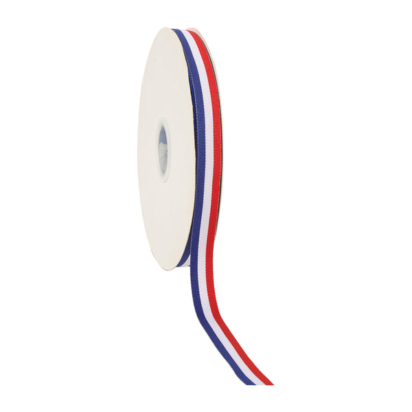 5/8" Striped Ribbon | Blue/White/Red (032) | 100 Yard Roll