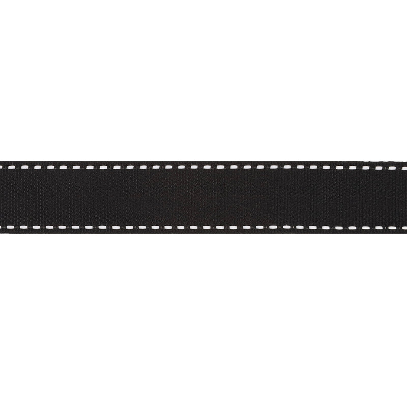 7/8" Saddlestitch Grosgrain Ribbon | Black (030) | 100 Yard Roll