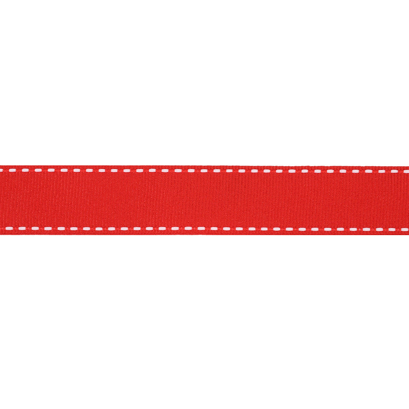 7/8" Saddlestitch Grosgrain Ribbon | Red (250) | 100 Yard Roll