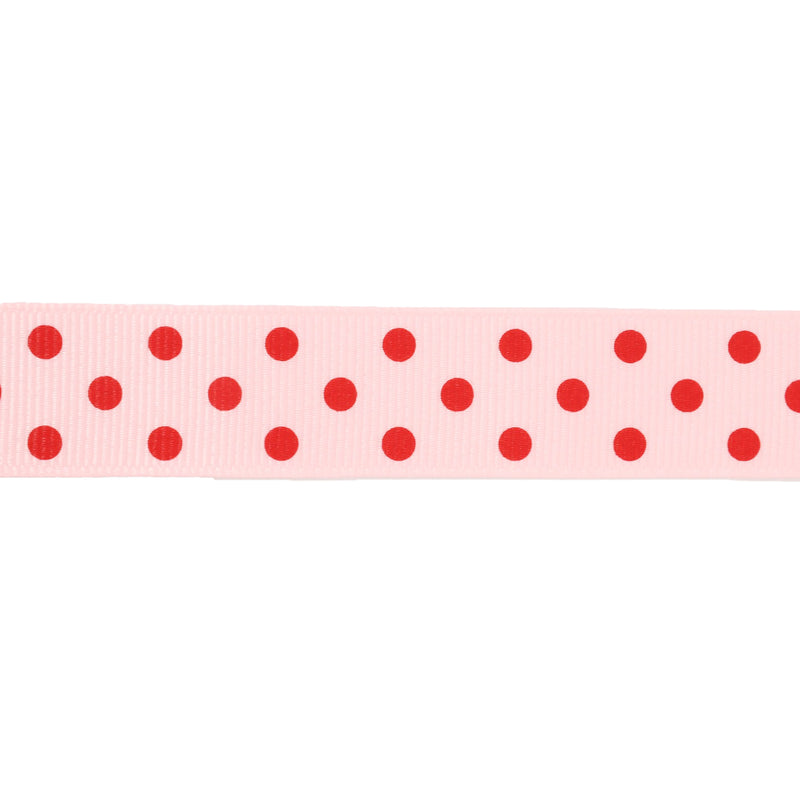 7/8" Printed Dots Textured Grosgrain Ribbon | Lt Pink (117) | 25 Yard Roll