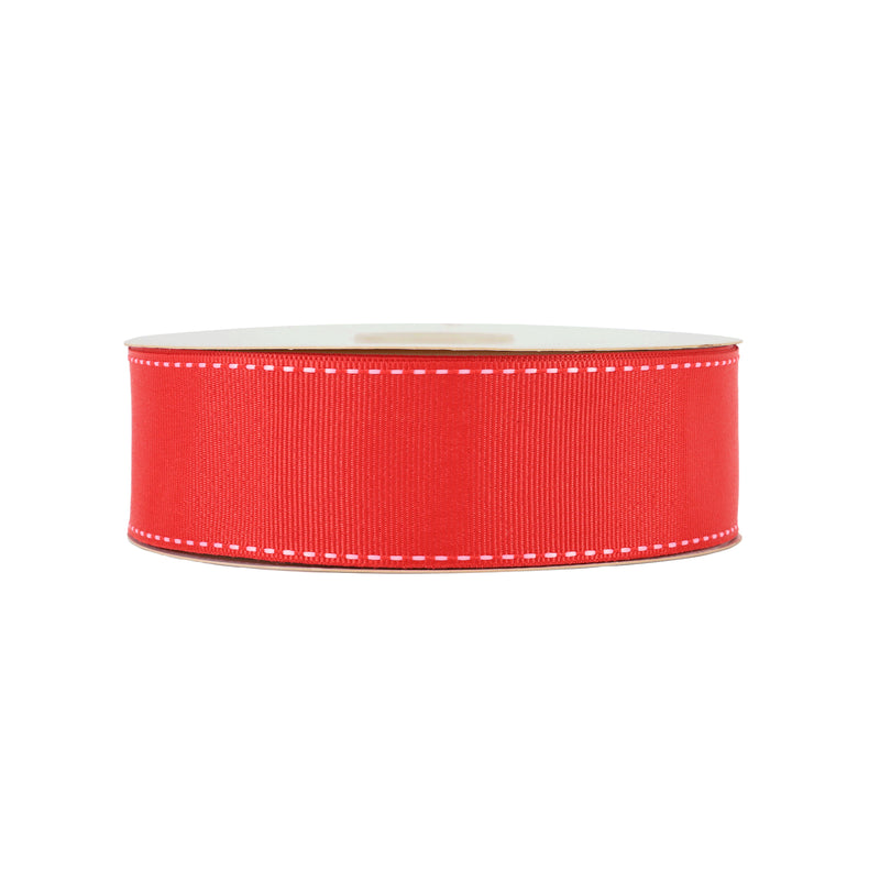 1 1/2" Saddlestitch Grosgrain Ribbon | Red (250) | 50 Yard Roll