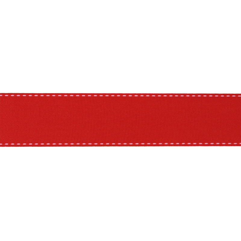 1 1/2" Saddlestitch Grosgrain Ribbon | Red (250) | 50 Yard Roll