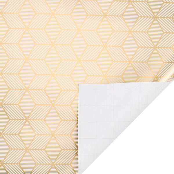 30" x 10' Wrapping Paper | Rhombus Gold/White