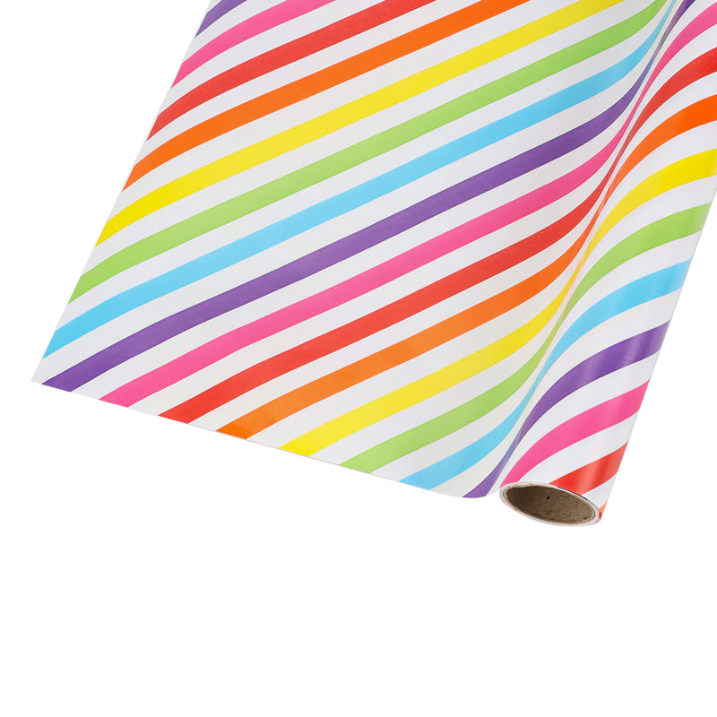 30" x 10' Wrapping Paper | Diagonal Rainbow Stripe