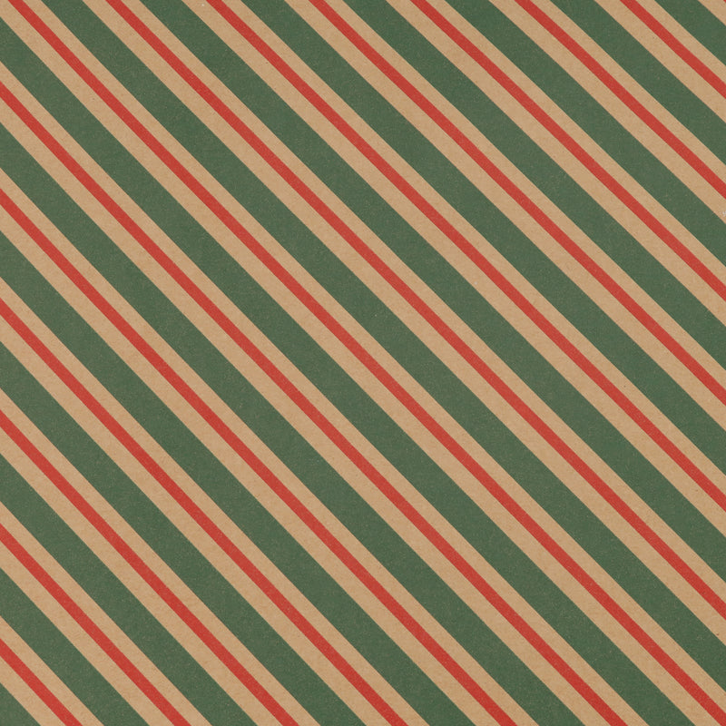 30" x 10' Kraft Wrapping Paper | Seasonal Diagonal Striped