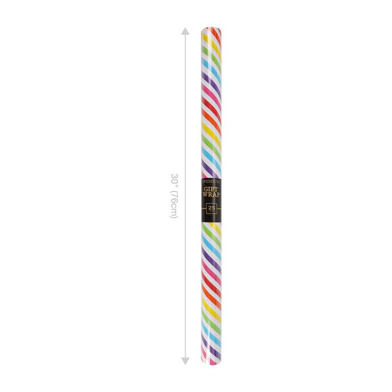 30" x 10' Wrapping Paper | Diagonal Rainbow Stripe