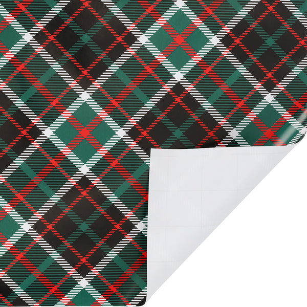 30" x 10' Holiday Wrapping Paper | Green Bias Plaid