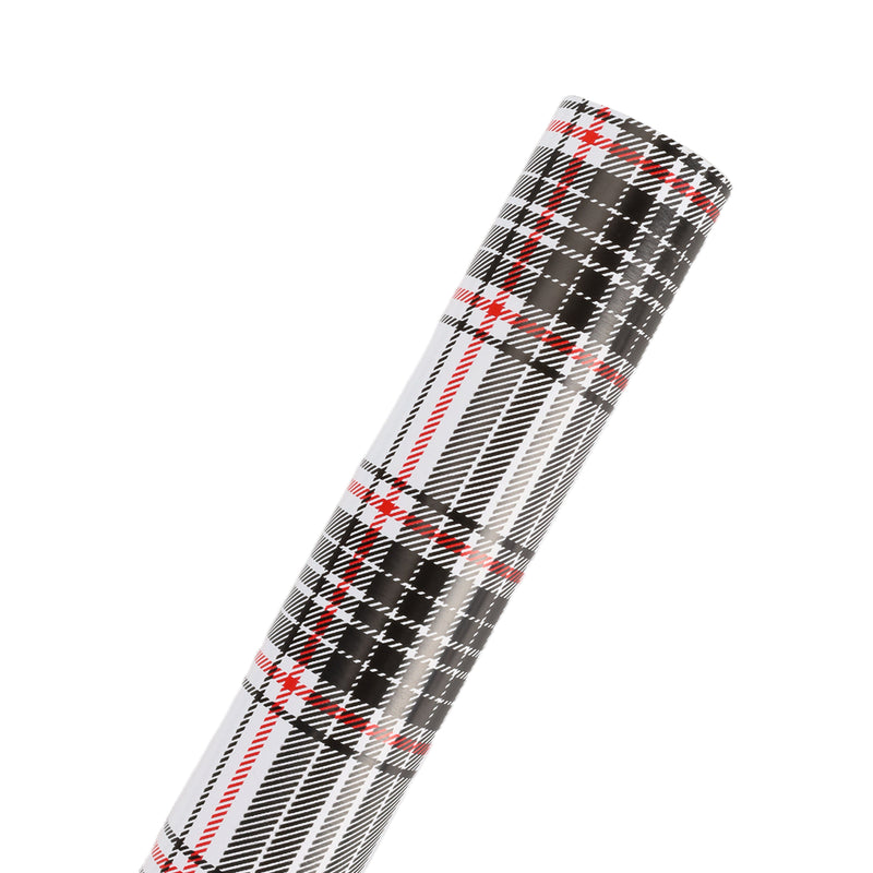 30" x 10' Holiday Wrapping Paper | White/Black Plaid
