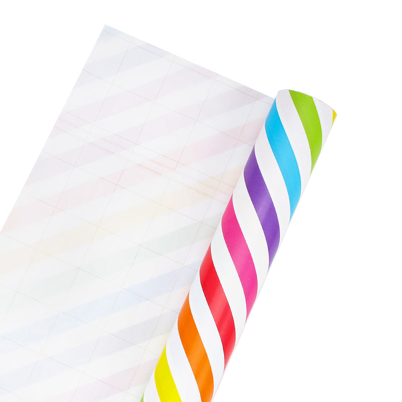 30" x 10' Wrapping Paper | Diagonal Rainbow Stripe