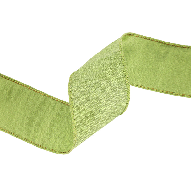 2 1/2" Wired Dupioni Ribbon | Green Apple | 10 Yard Roll