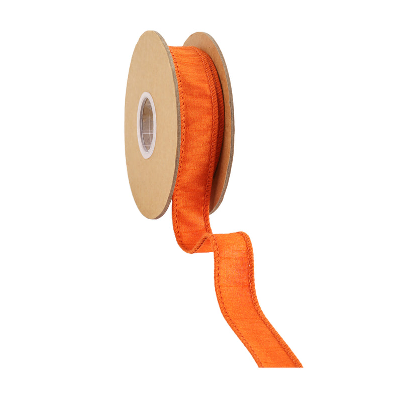 1" Wired Dupioni Ribbon | Pumpkin | 10 Yard Roll