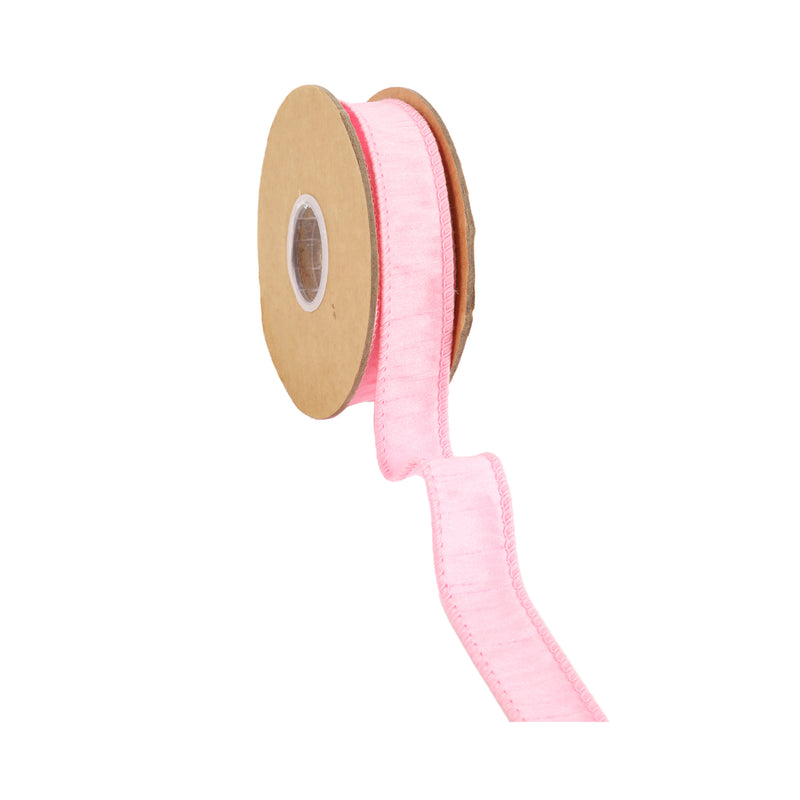 1" Wired Dupioni Ribbon | Pink | 10 Yard Roll